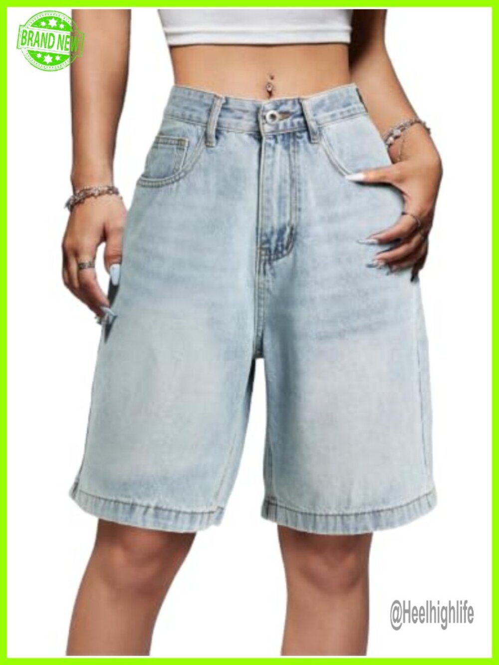 EMMIOL High Waisted Baggy Denim Jorts Wide Leg Jean Shorts